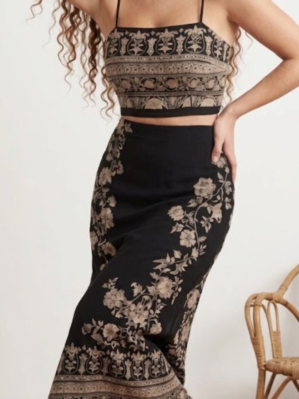 Margaret M Black and White Maxi Pencil Skirt Set